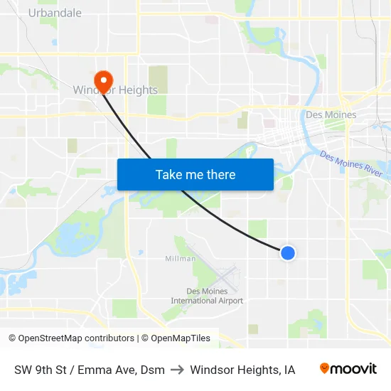SW 9th St / Emma Ave, Dsm to Windsor Heights, IA map