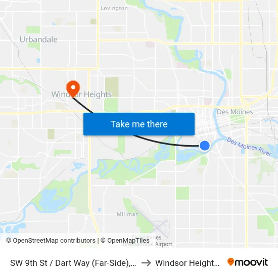 SW 9th St / Dart Way (Far-Side), Dsm to Windsor Heights, IA map