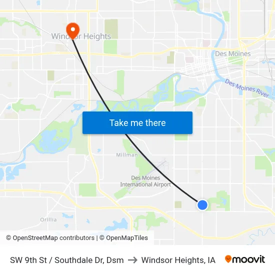 SW 9th St / Southdale Dr, Dsm to Windsor Heights, IA map