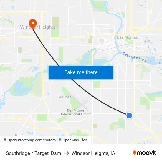 Southridge / Target, Dsm to Windsor Heights, IA map