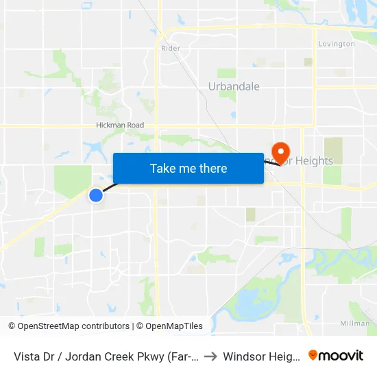 Vista Dr / Jordan Creek Pkwy (Far-Side), Wdm to Windsor Heights, IA map