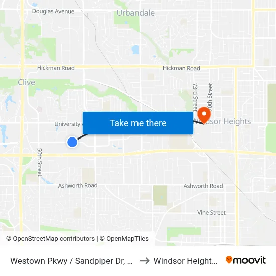 Westown Pkwy / Sandpiper Dr, Wdm to Windsor Heights, IA map