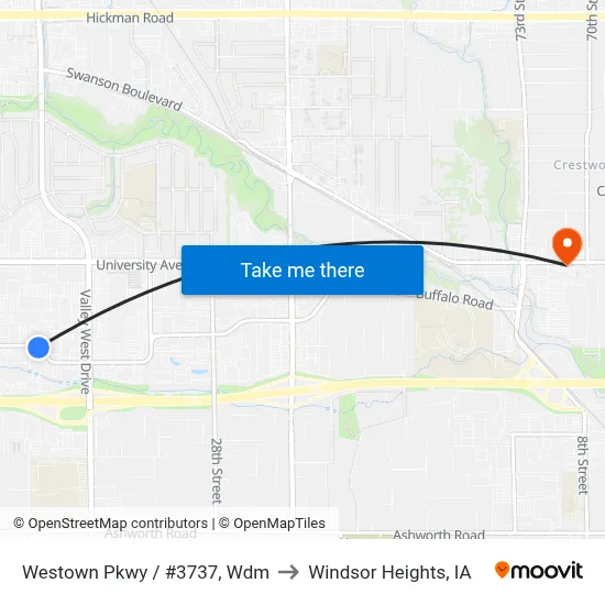 Westown Pkwy / #3737, Wdm to Windsor Heights, IA map