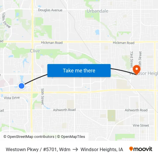 Westown Pkwy / #5701, Wdm to Windsor Heights, IA map