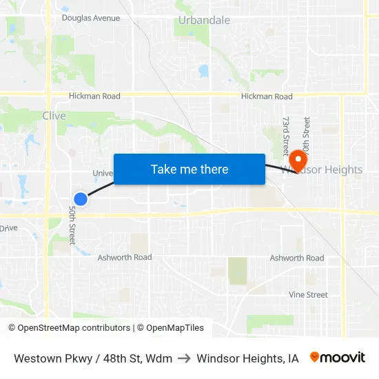 Westown Pkwy / 48th St, Wdm to Windsor Heights, IA map