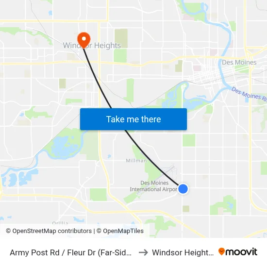 Army Post Rd / Fleur Dr (Far-Side), Dsm to Windsor Heights, IA map