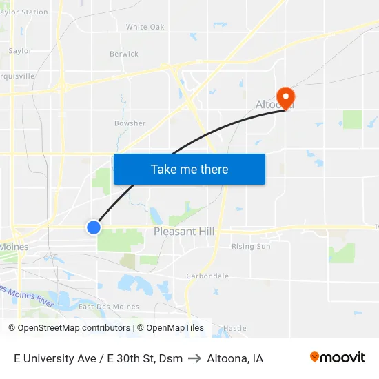 E University Ave / E 30th St, Dsm to Altoona, IA map