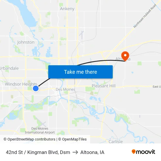 42nd St / Kingman Blvd, Dsm to Altoona, IA map