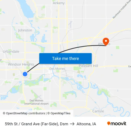59th St / Grand Ave (Far-Side), Dsm to Altoona, IA map