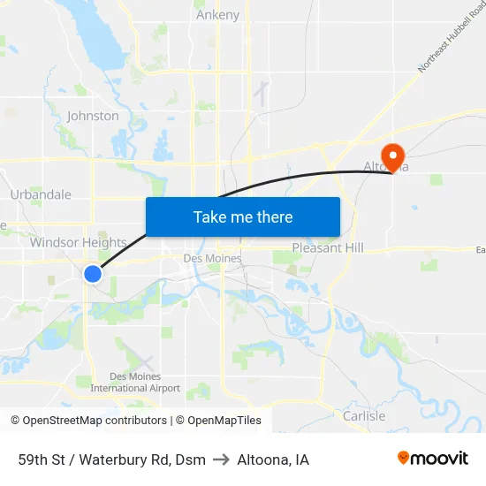 59th St / Waterbury Rd, Dsm to Altoona, IA map