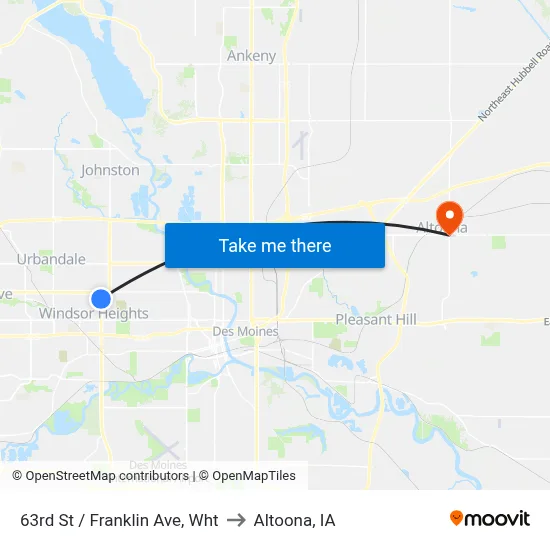 63rd St / Franklin Ave, Wht to Altoona, IA map