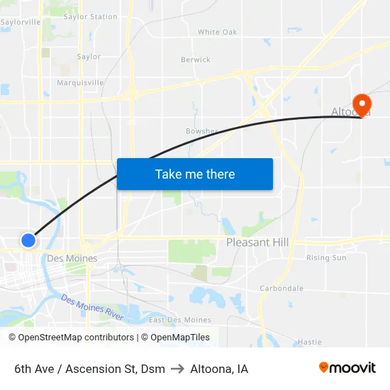 6th Ave / Ascension St, Dsm to Altoona, IA map