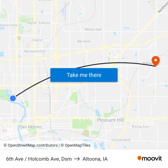 6th Ave / Holcomb Ave, Dsm to Altoona, IA map