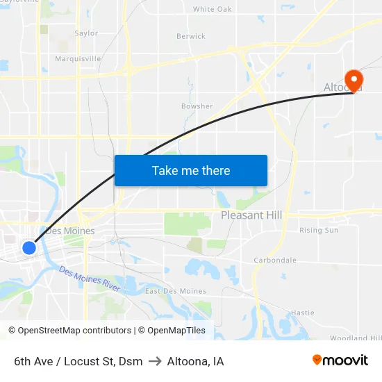 6th Ave / Locust St, Dsm to Altoona, IA map