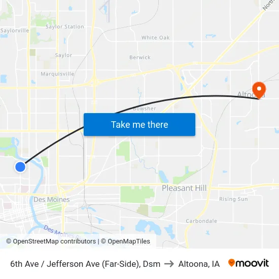 6th Ave / Jefferson Ave (Far-Side), Dsm to Altoona, IA map