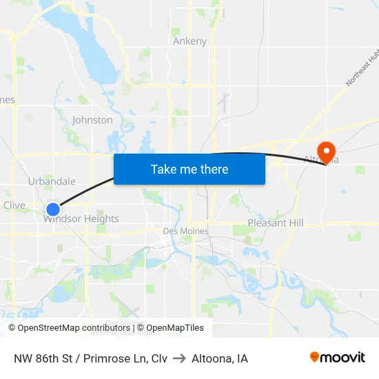 NW 86th St / Primrose Ln, Clv to Altoona, IA map