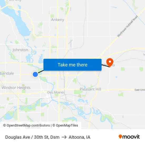 Douglas Ave / 30th St, Dsm to Altoona, IA map