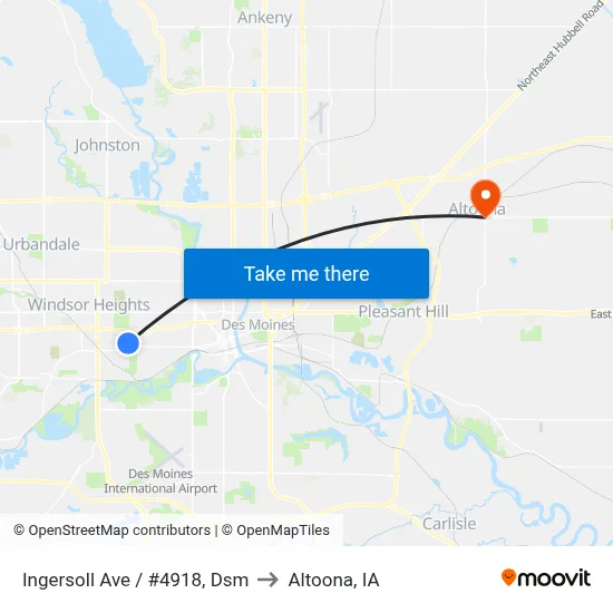 Ingersoll Ave / #4918, Dsm to Altoona, IA map