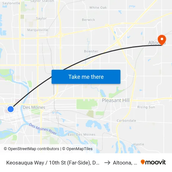 Keosauqua Way / 10th St (Far-Side), Dsm to Altoona, IA map