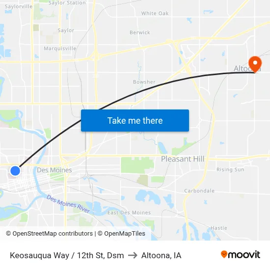 Keosauqua Way / 12th St, Dsm to Altoona, IA map
