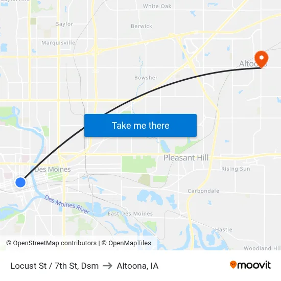 Locust St / 7th St, Dsm to Altoona, IA map