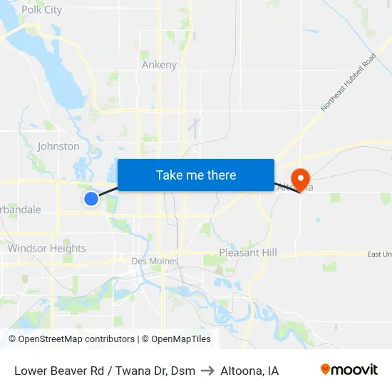 Lower Beaver Rd / Twana Dr, Dsm to Altoona, IA map