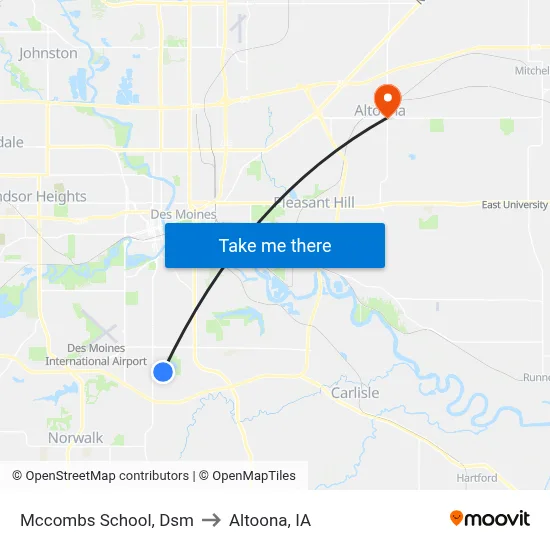 Mccombs School, Dsm to Altoona, IA map