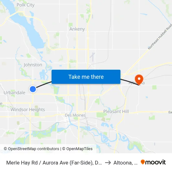Merle Hay Rd / Aurora Ave (Far-Side), Dsm to Altoona, IA map
