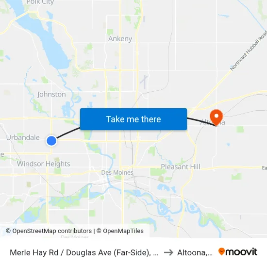 Merle Hay Rd / Douglas Ave (Far-Side), Dsm to Altoona, IA map