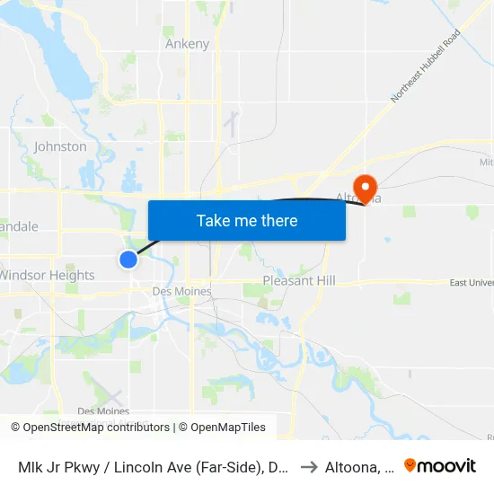 Mlk Jr Pkwy / Lincoln Ave (Far-Side), Dsm to Altoona, IA map