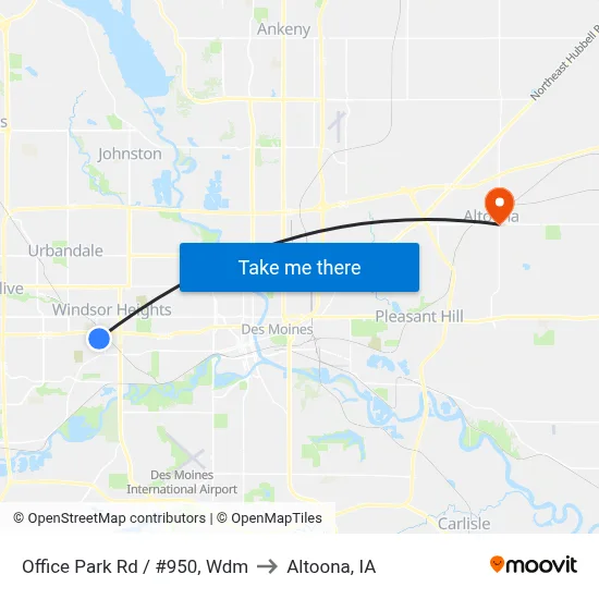 Office Park Rd / #950, Wdm to Altoona, IA map