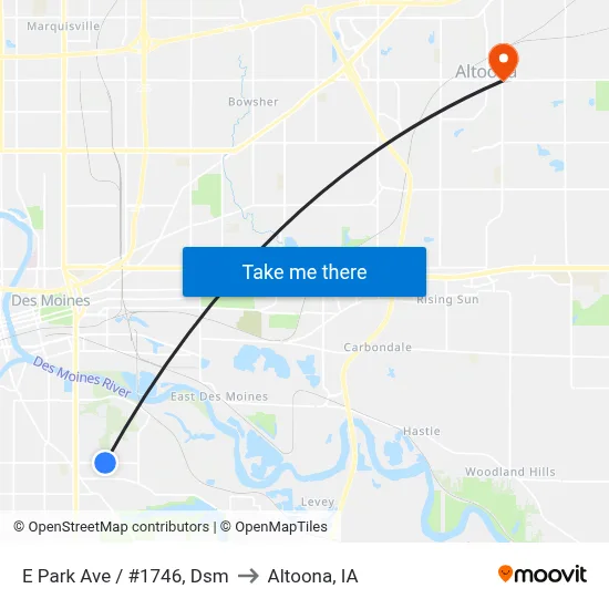 E Park Ave / #1746, Dsm to Altoona, IA map