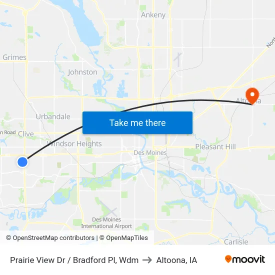 Prairie View Dr / Bradford Pl, Wdm to Altoona, IA map
