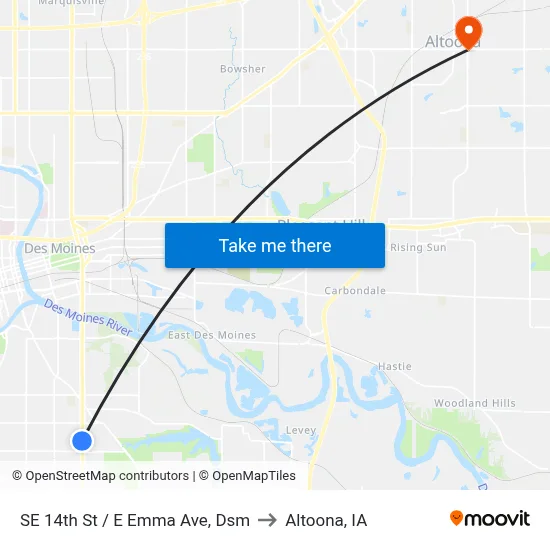 SE 14th St / E Emma Ave, Dsm to Altoona, IA map