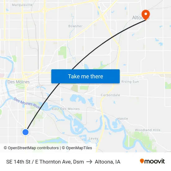 SE 14th St / E Thornton Ave, Dsm to Altoona, IA map