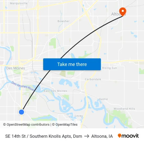 SE 14th St / Southern Knolls Apts, Dsm to Altoona, IA map