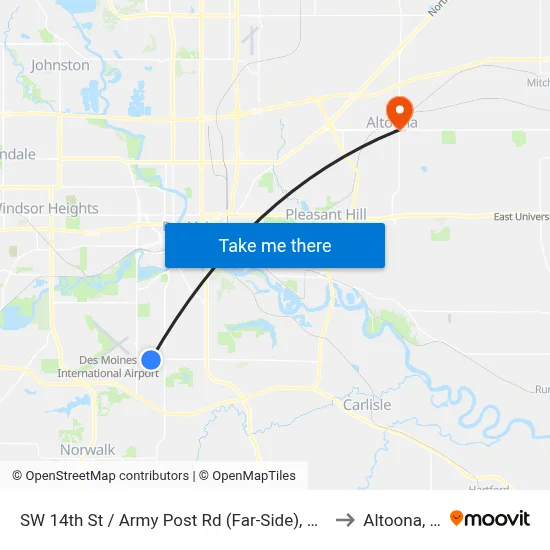 SW 14th St / Army Post Rd (Far-Side), Dsm to Altoona, IA map