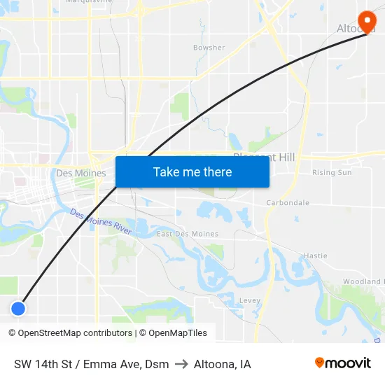 SW 14th St / Emma Ave, Dsm to Altoona, IA map