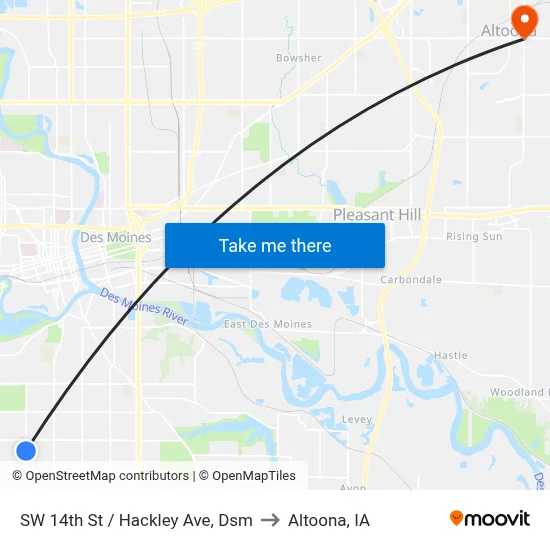 SW 14th St / Hackley Ave, Dsm to Altoona, IA map