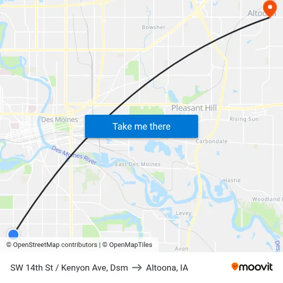 SW 14th St / Kenyon Ave, Dsm to Altoona, IA map