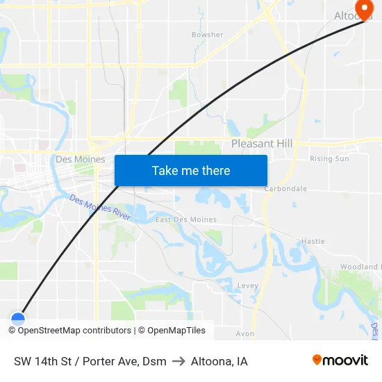 SW 14th St / Porter Ave, Dsm to Altoona, IA map