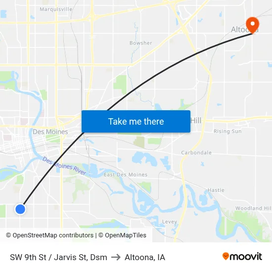 SW 9th St / Jarvis St, Dsm to Altoona, IA map