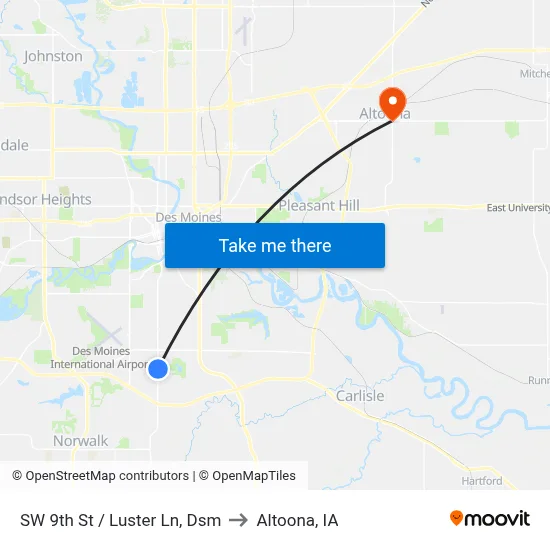 SW 9th St / Luster Ln, Dsm to Altoona, IA map