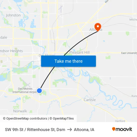 SW 9th St / Rittenhouse St, Dsm to Altoona, IA map