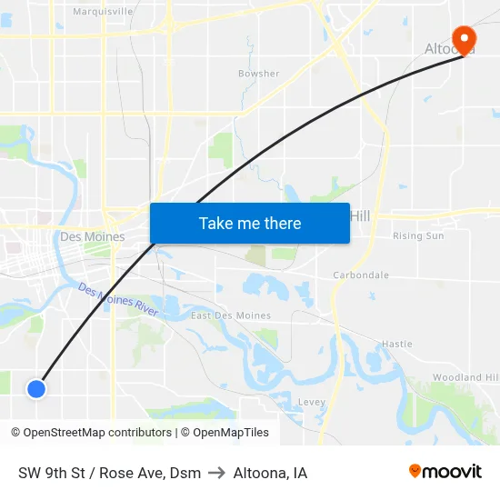 SW 9th St / Rose Ave, Dsm to Altoona, IA map
