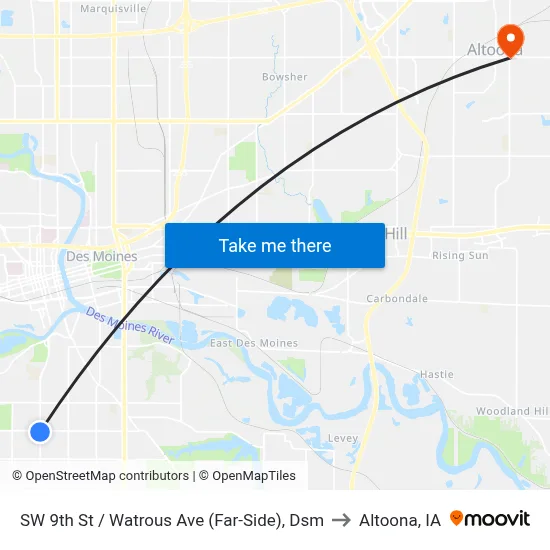 SW 9th St / Watrous Ave (Far-Side), Dsm to Altoona, IA map