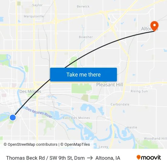 Thomas Beck Rd / SW 9th St, Dsm to Altoona, IA map