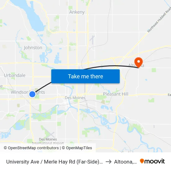 University Ave / Merle Hay Rd (Far-Side), Dsm to Altoona, IA map