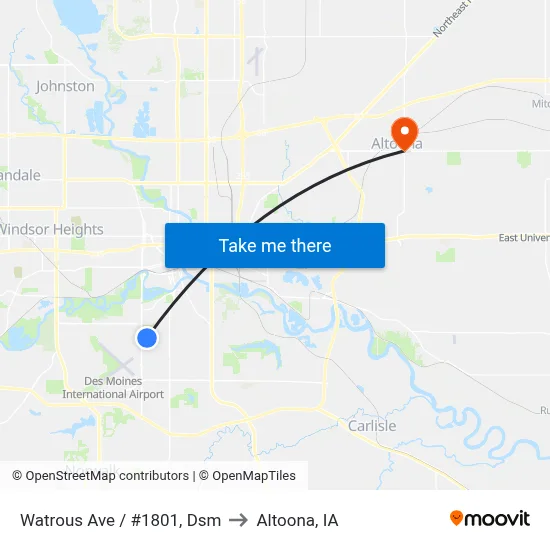 Watrous Ave / #1801, Dsm to Altoona, IA map
