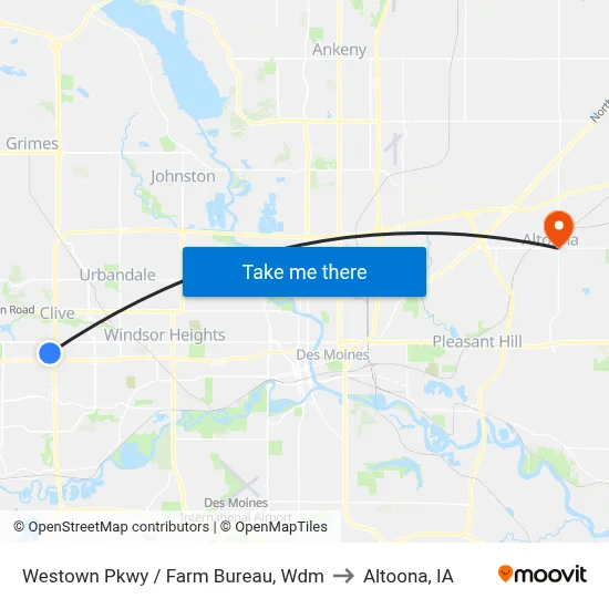 Westown Pkwy / Farm Bureau, Wdm to Altoona, IA map